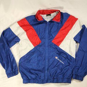 vtg CHAMPION Red White and Blue Full Zip Track Jacket Sz Small US Men Sz Med Wmn